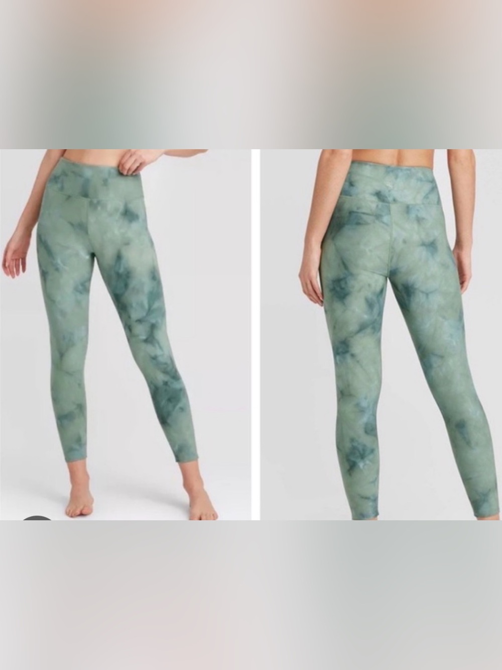 Women's Joy Lab High Rise Legging 7/8 Length Aqua Floral Leaf Print S, M